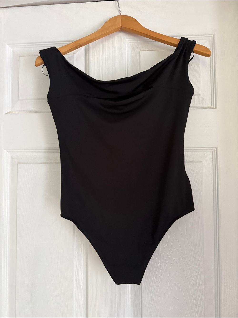 Express Black Draped Cowl Neck Bodysuit